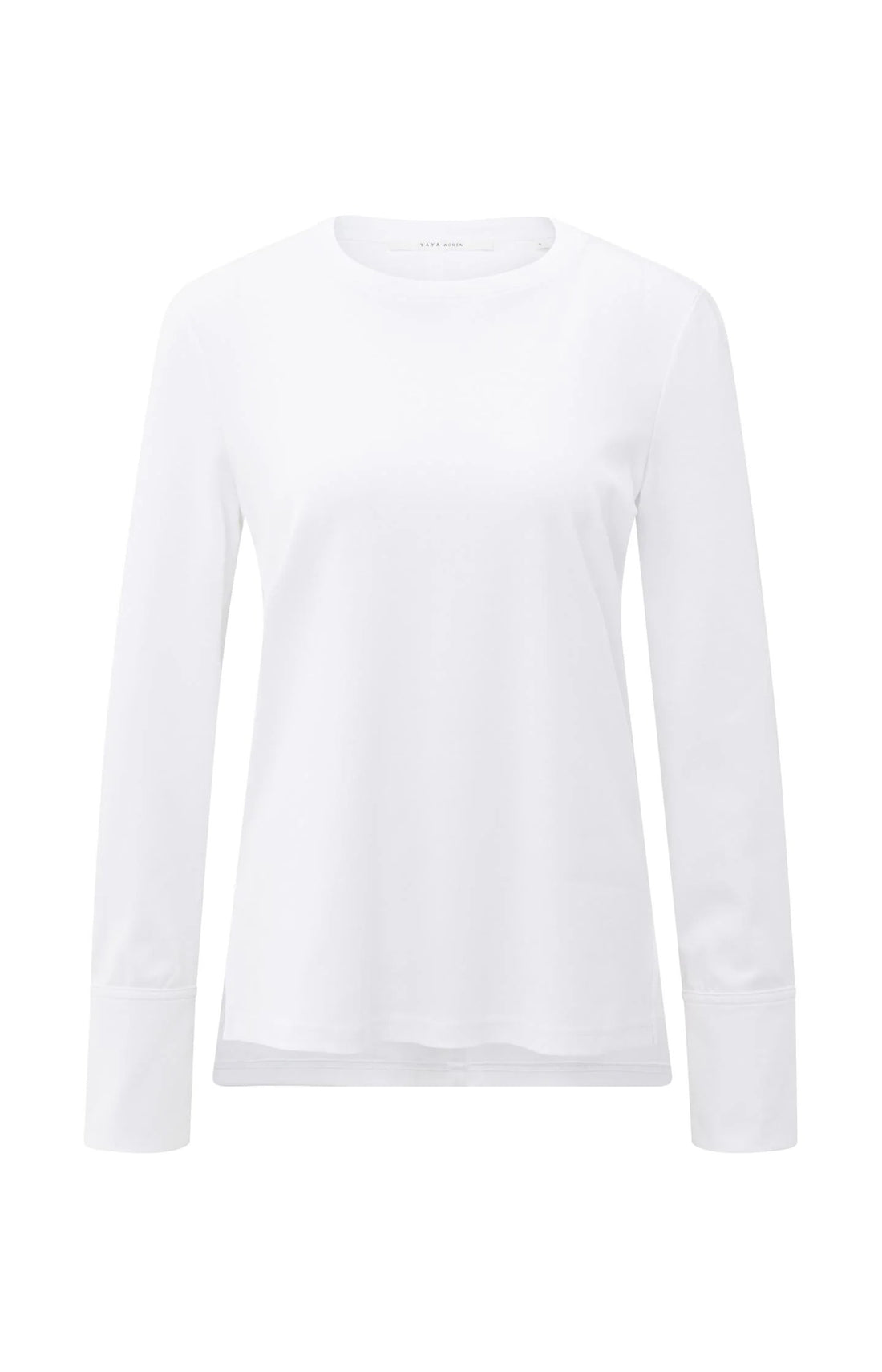 Jersey-Oberteil mit gewebten Bündchen und Schlitzdetail Pure White