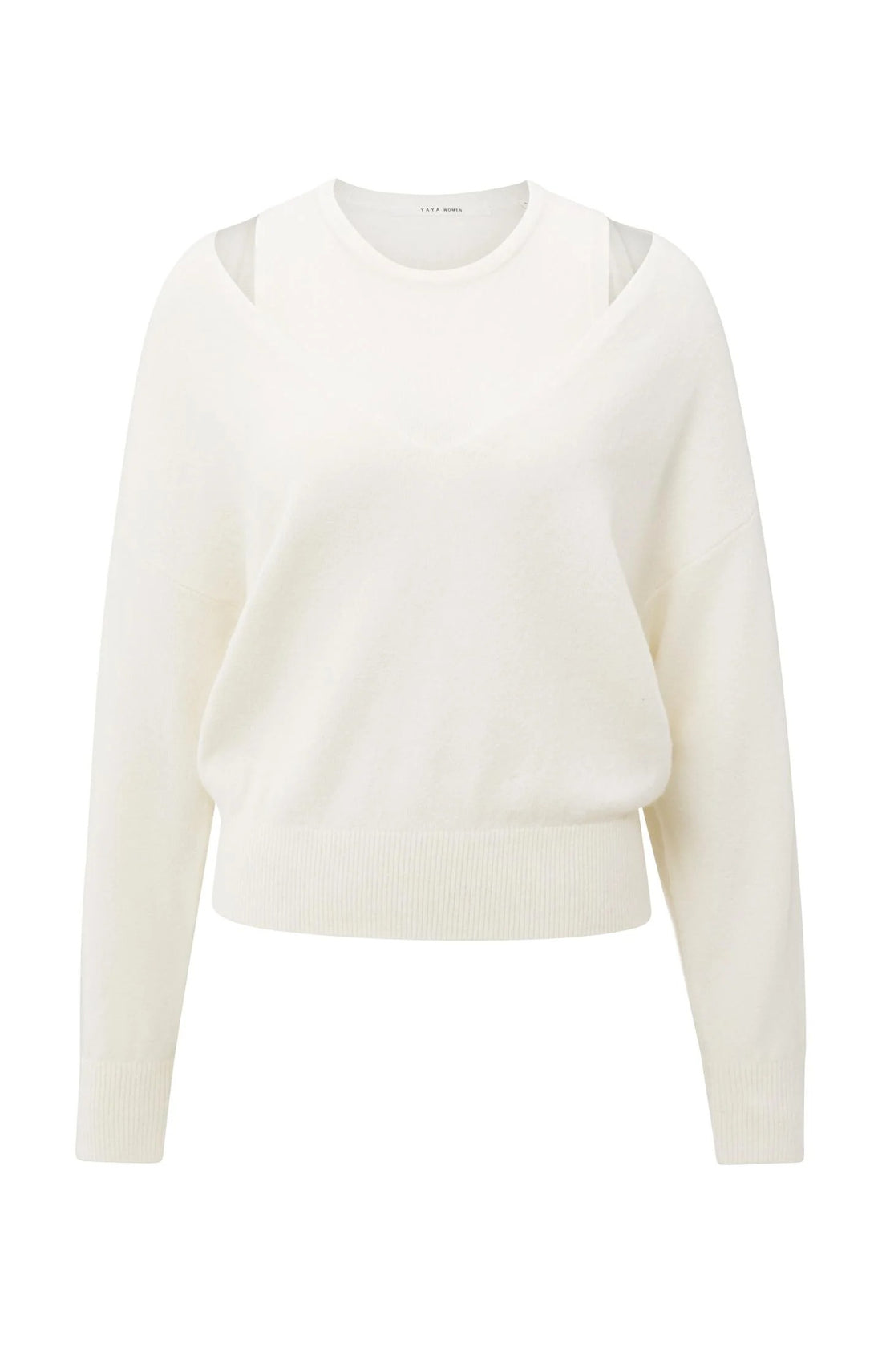 Strickpullover mit V-Ausschnitt und dazu passendem Oberteil Off White Knit Melange