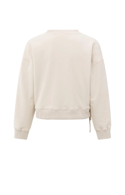 Sweatshirt mit Plisseedetails und seitlichem Kordelzug Chalk White
