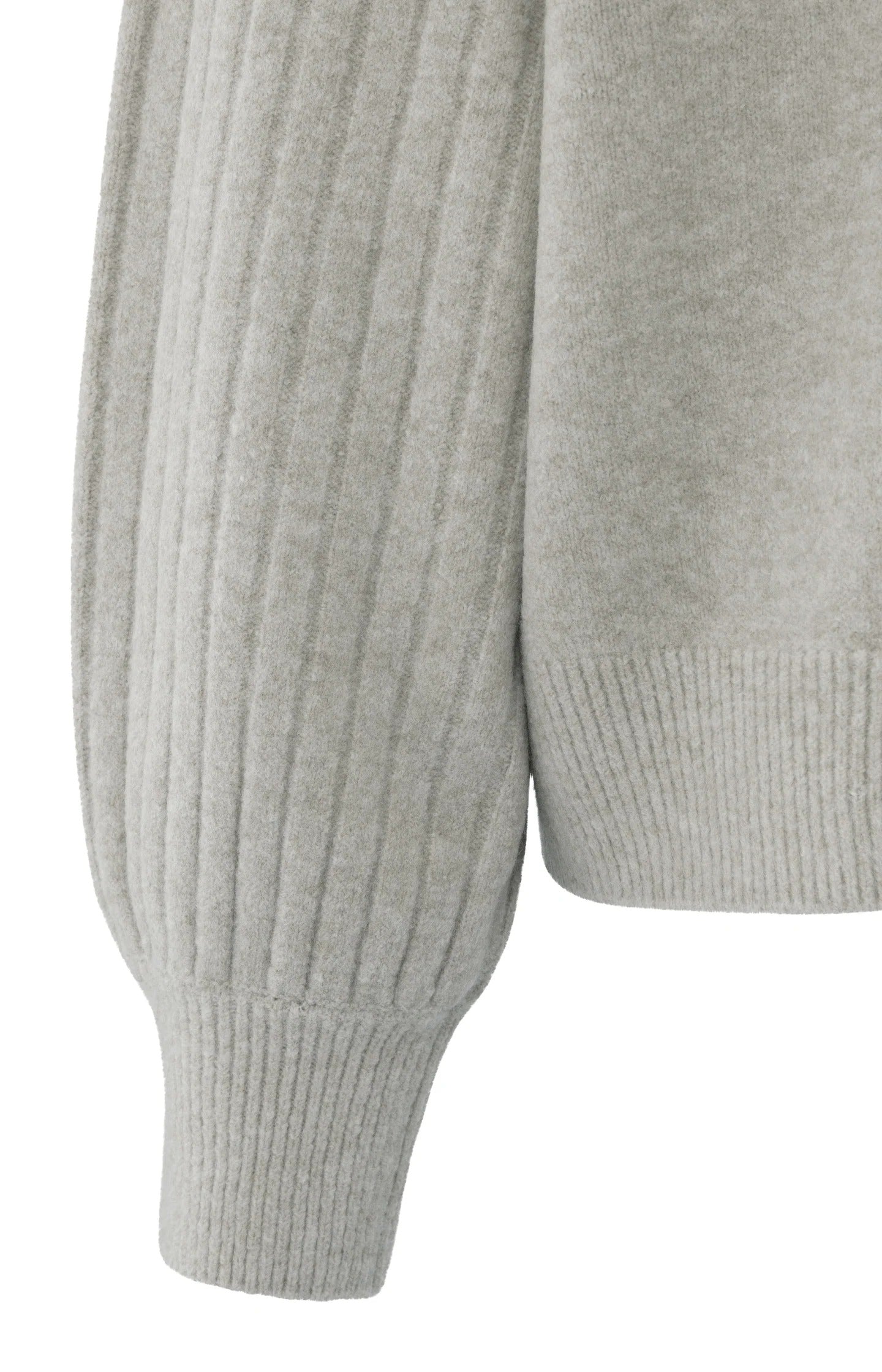 Strickpullover mit gerippten Ärmeln und Rundhalsausschnitt Brownish Grey Melange