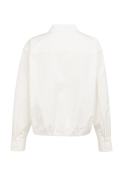 Bluse mit Lagenlook, Knotendetail und langen Ärmeln Off White