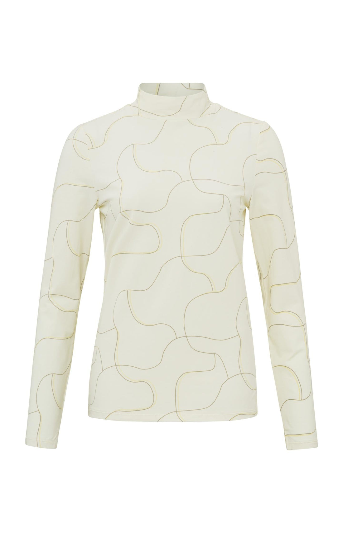 Jersey-Oberteil mit Rollkragen und spielerischem Muster Silver Lining Beige Dessin