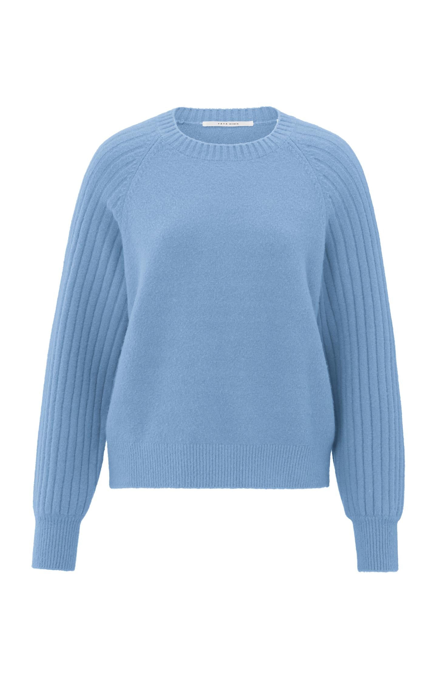 Weicher gerippter Pullover mit Rundhals und langen Ärmeln Bel Air Blue